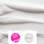 Two awards on a white cream texture background, one labeled 'Vegan Beauty Award Winner' and the other 'Sustainability Award Winner 2024'.