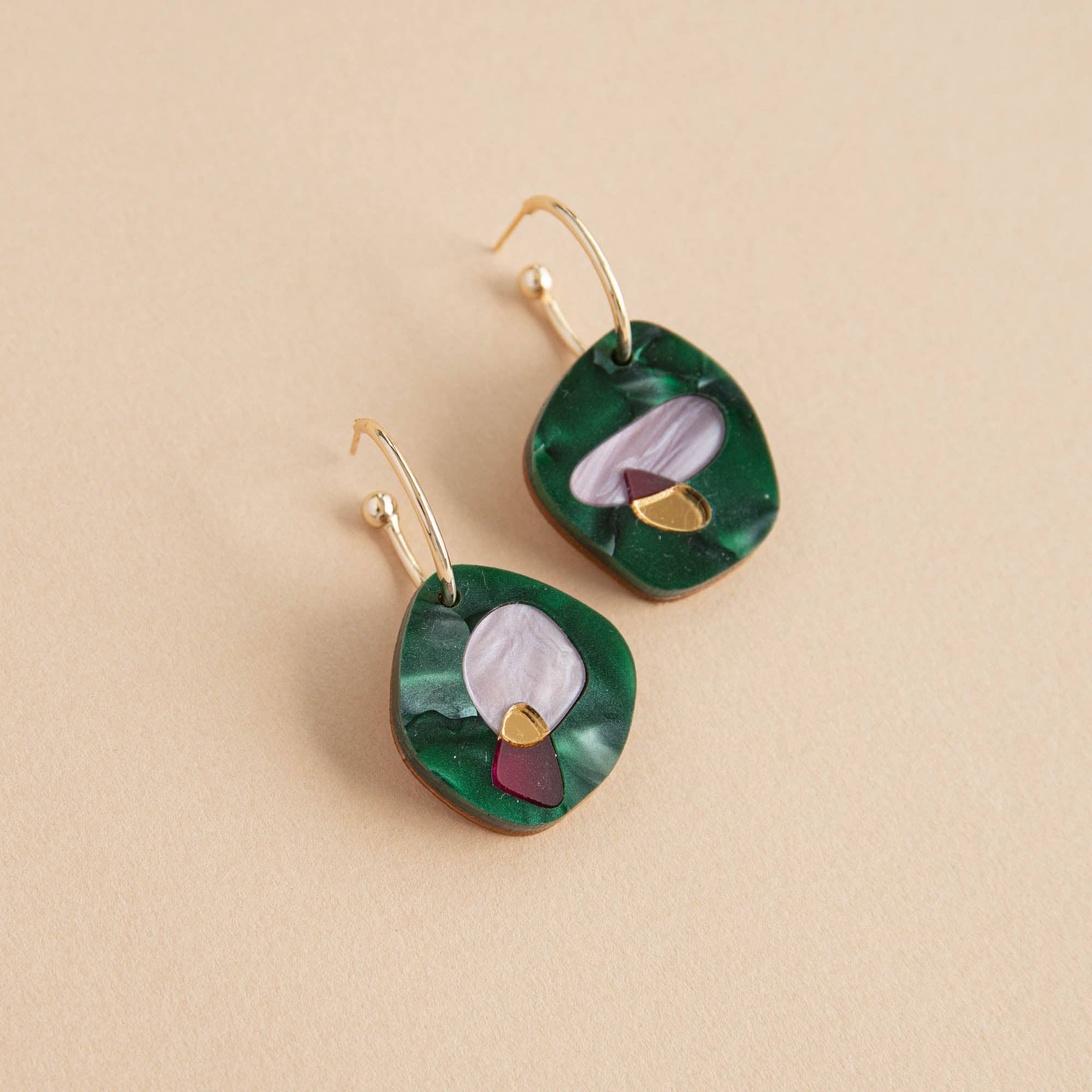 Puddle Hoop Earrings : Teal