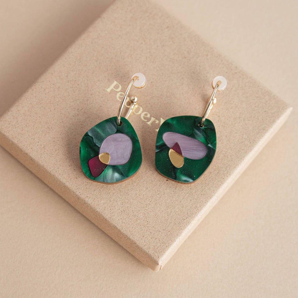 Puddle Hoop Earrings : Teal