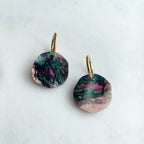 Marble Circle Hoop Earrings: Orange/Teal