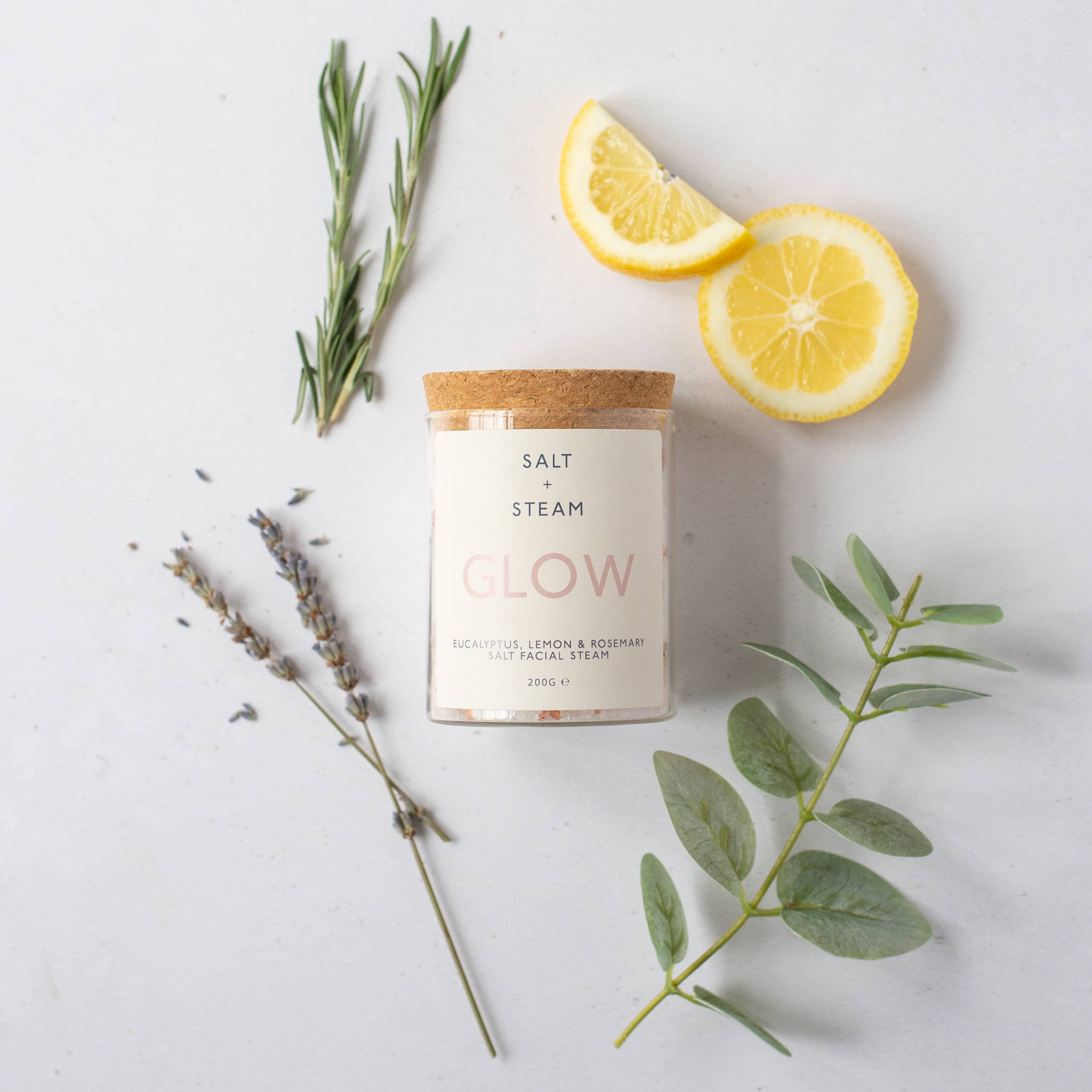 Glow - Eucalyptus, Lemon and Rosemary Facial Steam, 200g Jar