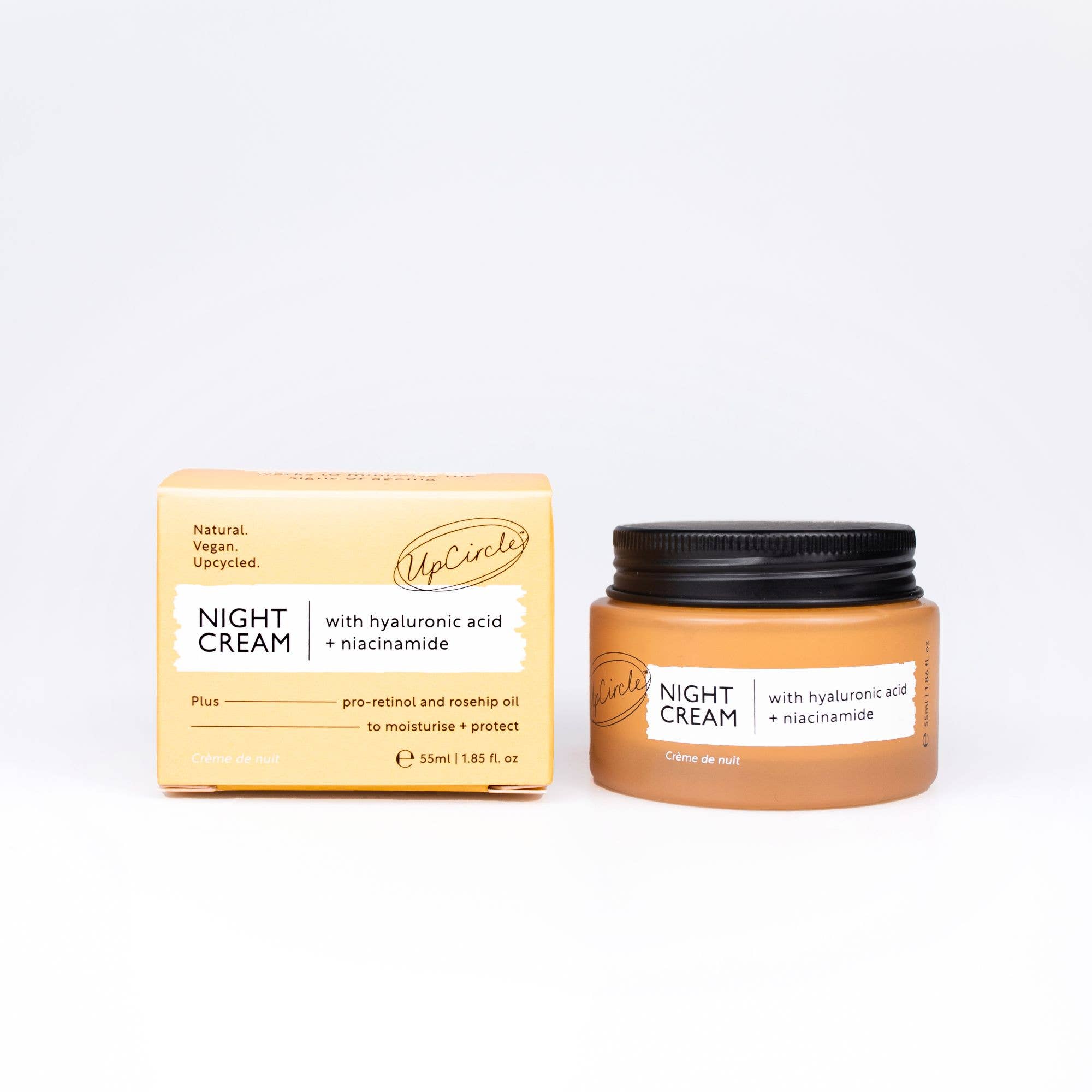 UpCircle Night Cream jar and packaging on a white background