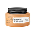 Orange jar with black lid, a visible Upcircle Cleansing Face Balm brand label on a white background