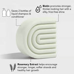 Kitsch Rosemary Volumising Conditioner Bar with text about biotin, rosemary extract, and savings on shampoo and conditioner.