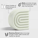 Kitsch Rosemary Volumising Conditioner Bar with text about biotin, rosemary extract, and savings on shampoo and conditioner.