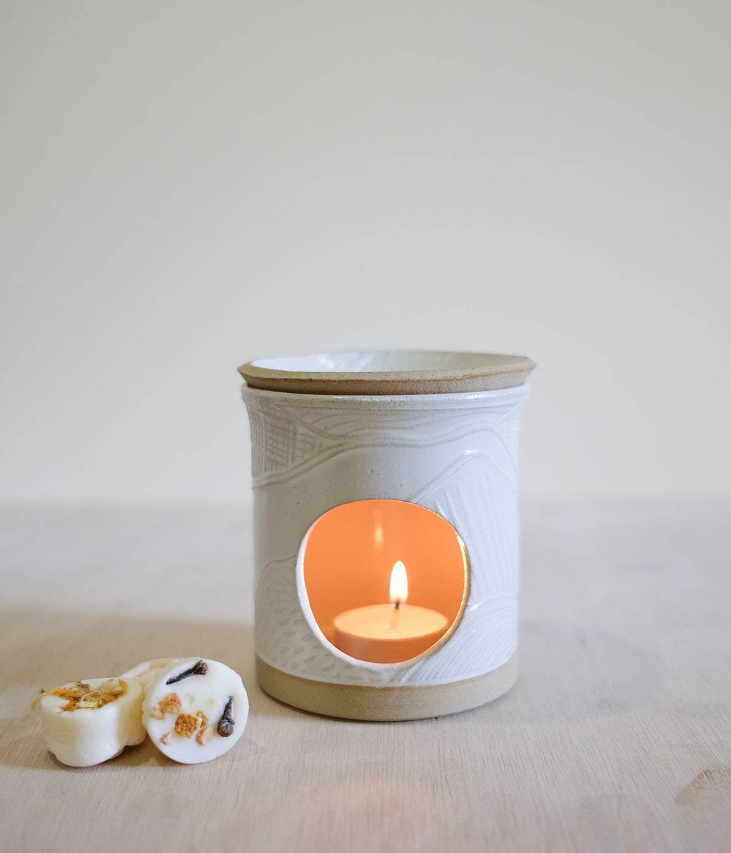 Handmade Wax Melt Burners: Speckled White