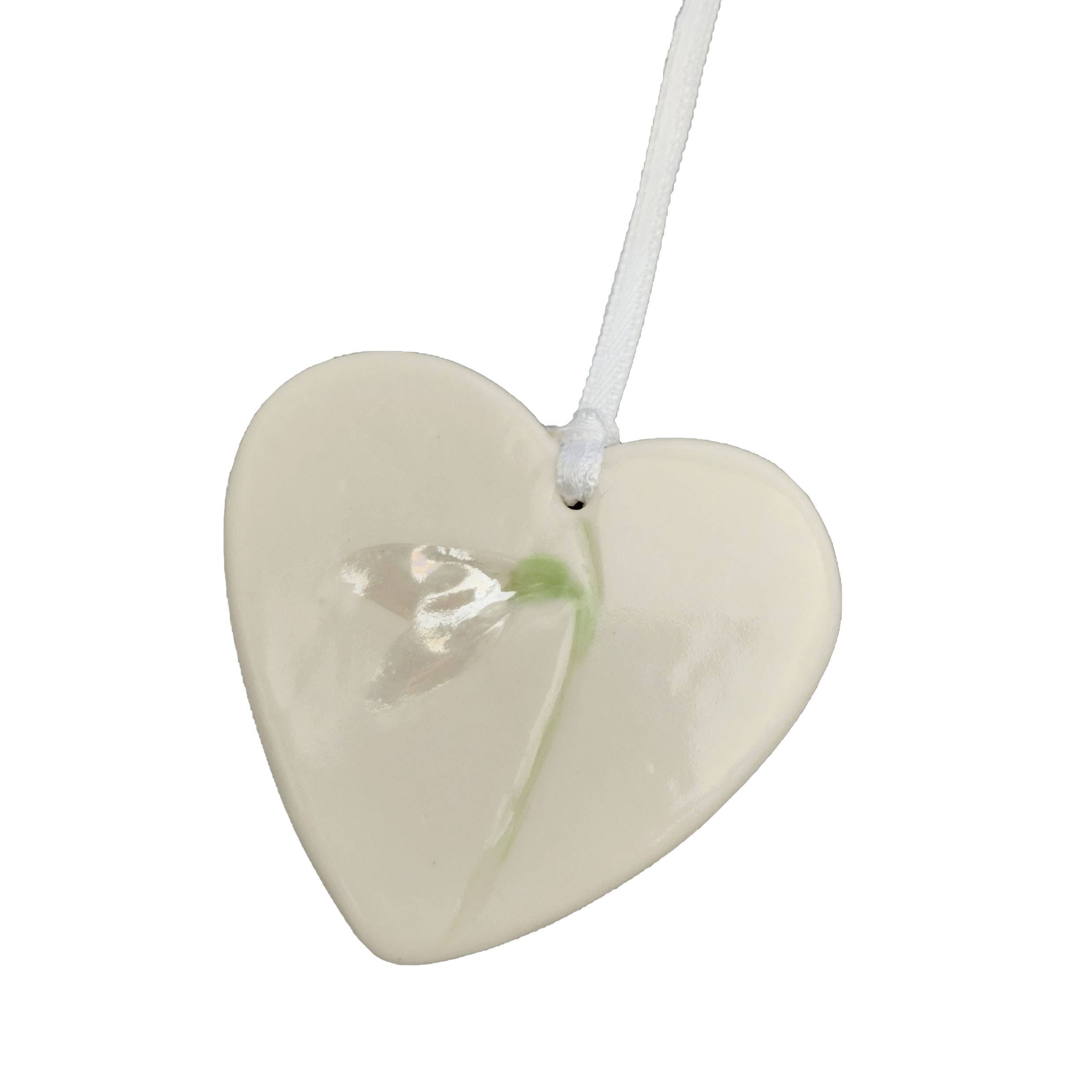 Ceramic Heart Decoration - Snowdrop