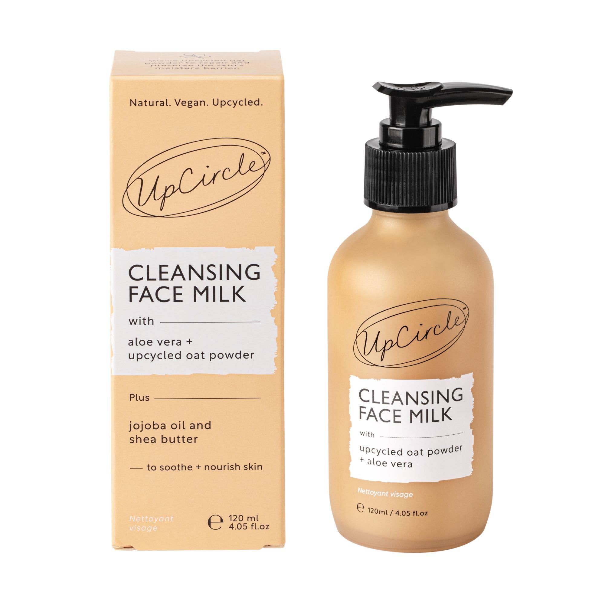 UpCircle Cleansing Face Milk bottle and packaging on a white background