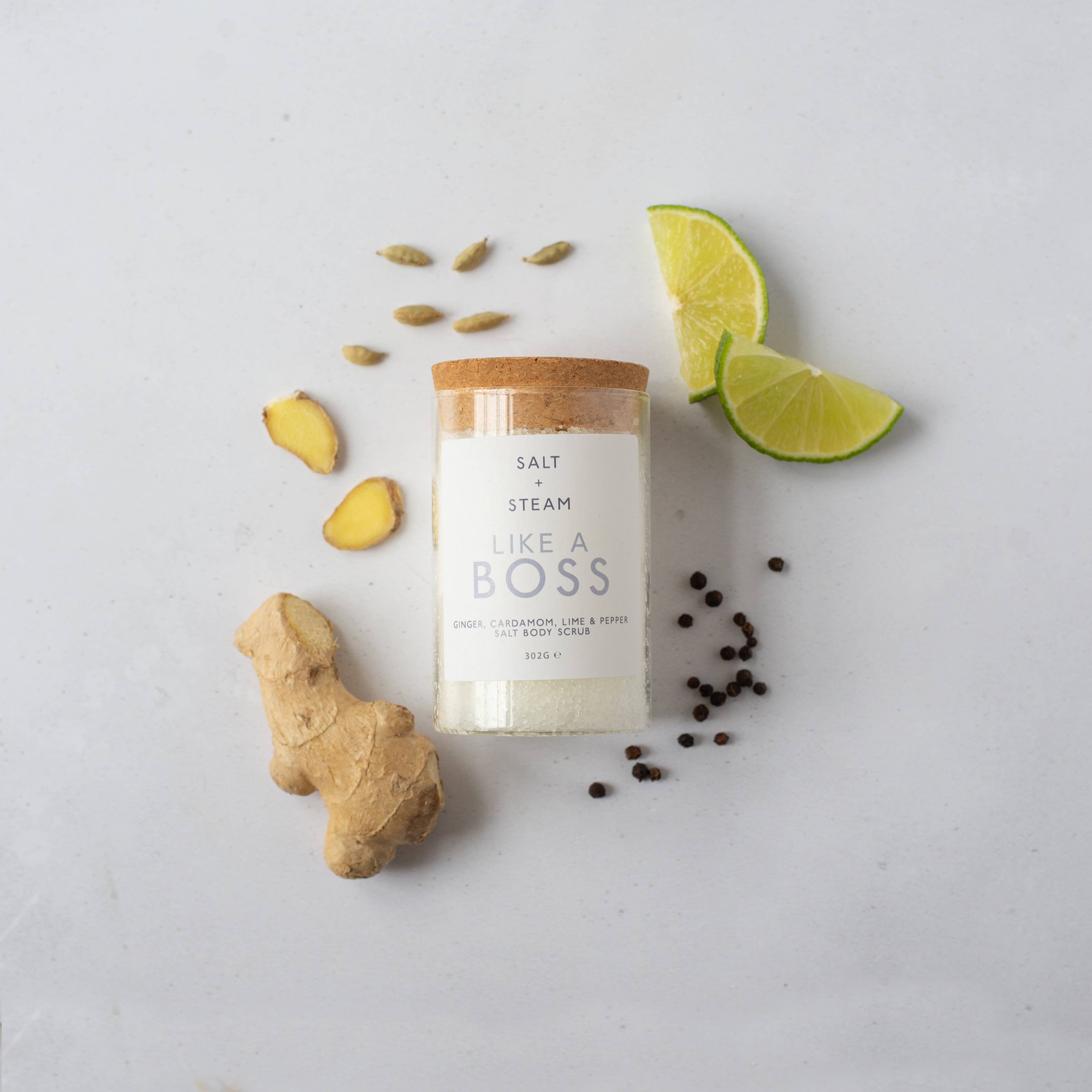 Like A Boss - Ginger, Cardamon and Lime Body Scrub, 302g Jar