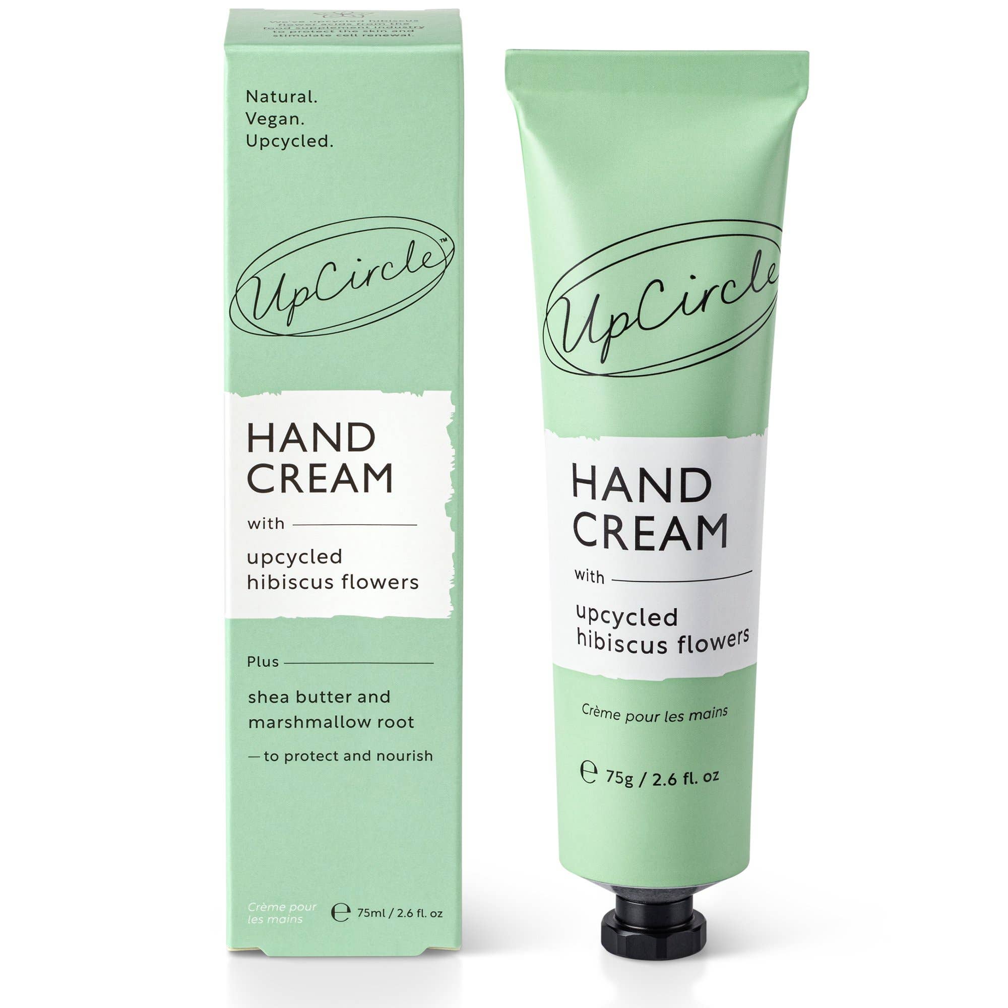 UpCircle hand cream tube and packaging on a white background