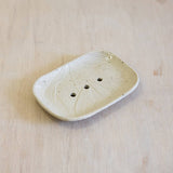 Handmade Ceramic Soap Dish: Speckled White