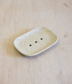 Handmade Ceramic Soap Dish: Speckled White