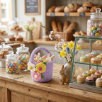 Handmade Felt Eggcellent Easter Buckets: Purple Flower