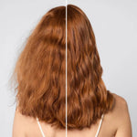 Side-by-side comparison of wavy hair on a plain background