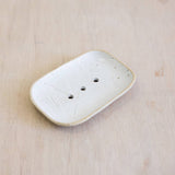 Handmade Ceramic Soap Dish: Speckled White
