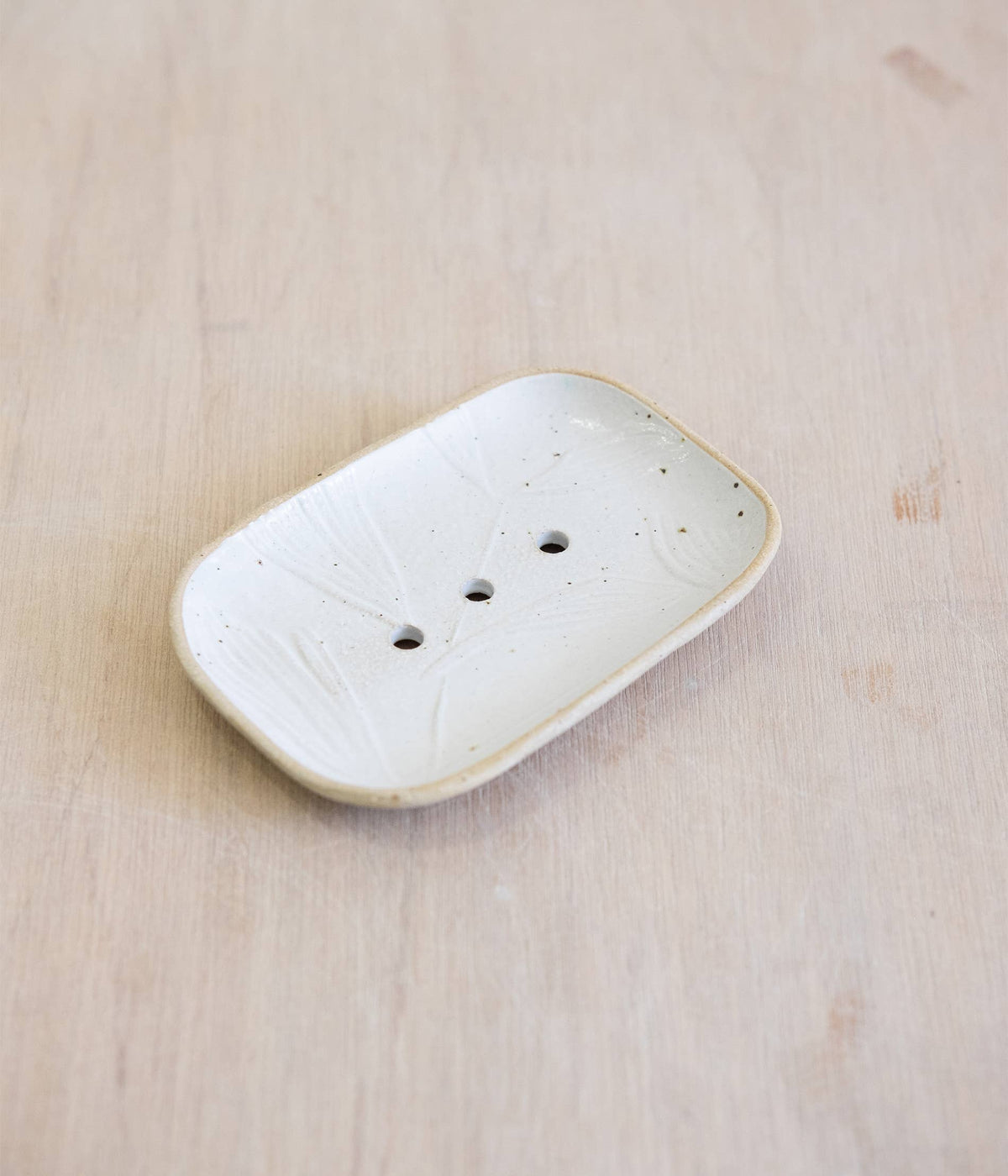 Handmade Ceramic Soap Dish: Speckled White