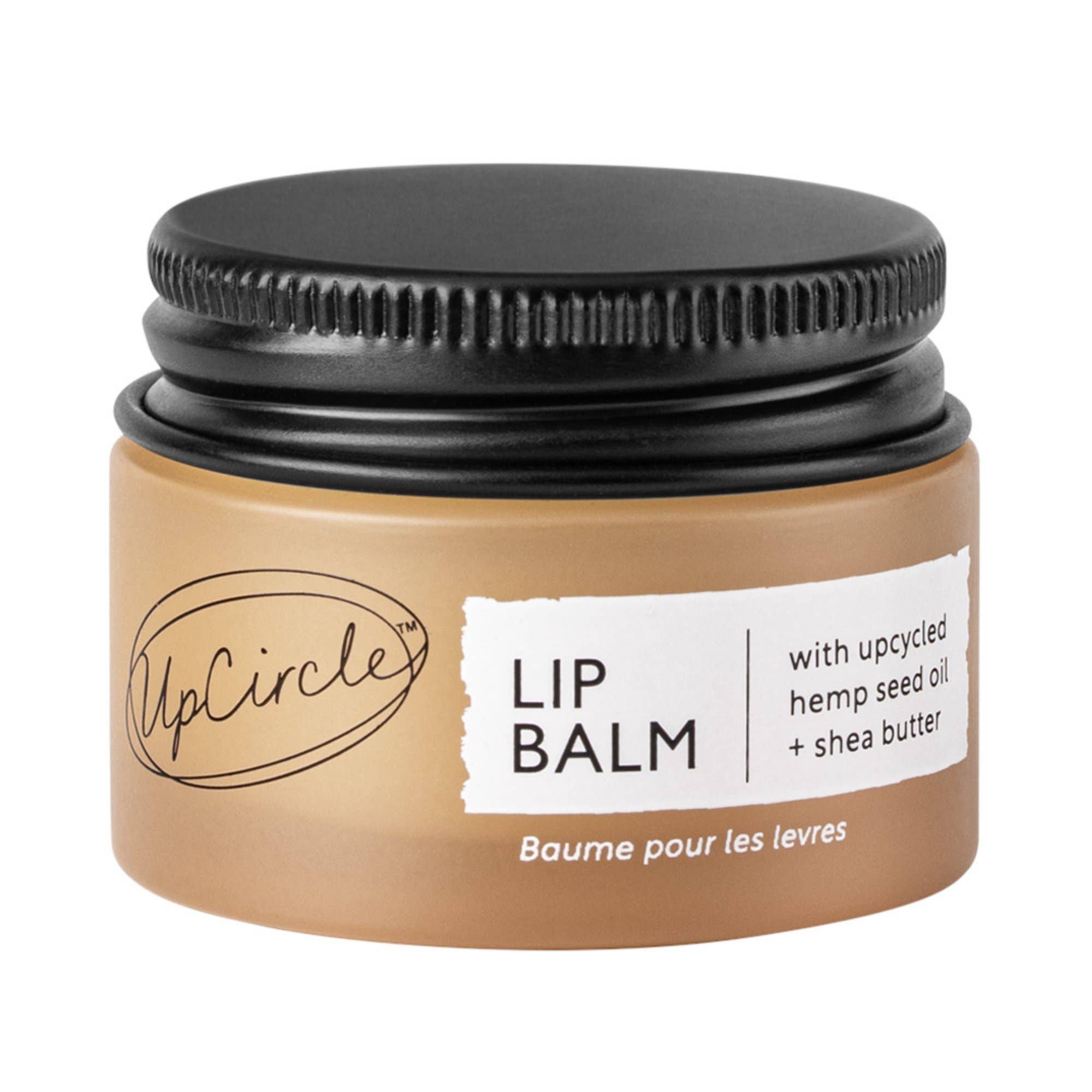 UpCircle Lip balm jar with black lid  on a white background