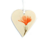 Handmade Ceramic Heart - Orange Flower